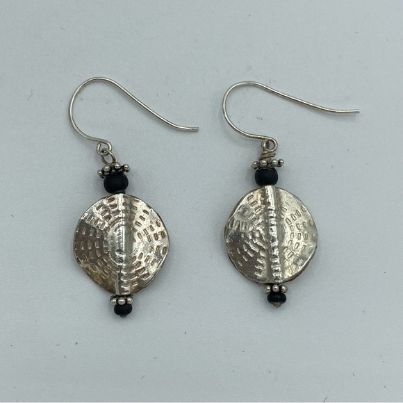 Vintage Boho Bohemian Silver & Black Bead Earrings - Picture 4 of 5